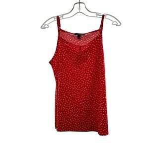 41 Hawthorne Women's Square Neck Polka Dot Tank Top Orange/White Size Small